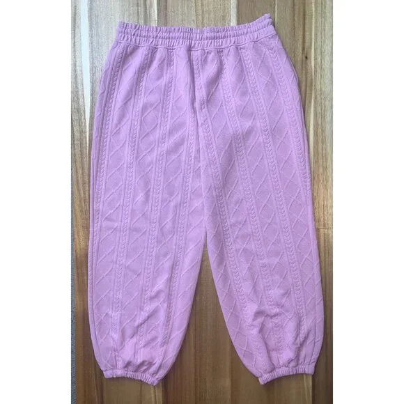 Grayson Threads Womens Pink Cable Knit Design Joggers With Side Pockets Size XL - Picture 4 of 10